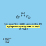 Увага! З 6 грудня починають діяти нові карантинні правила на жовтому та червоному рівнях епіднебезпеки.