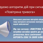 Нагадуємо алгоритм дій при сигналі “Повітряна тривога”